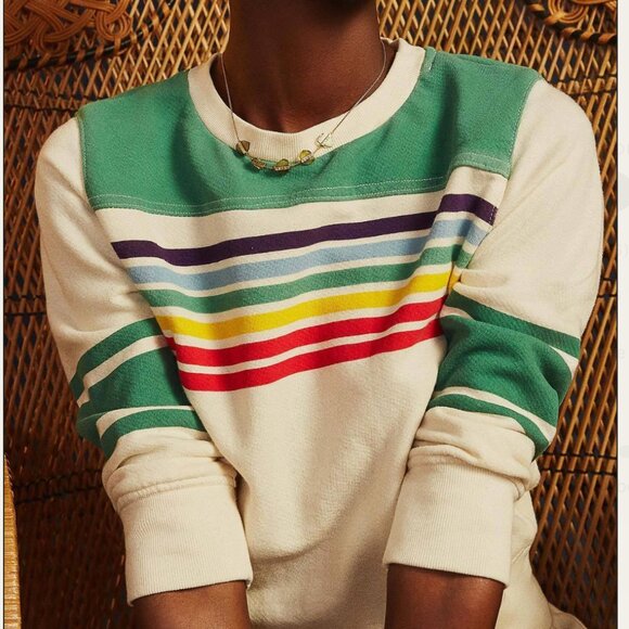 RARE GEM | MOTHER Half & Half Koozie Sweatshirt | Rainbow Stripe | Medium - Picture 1 of 8